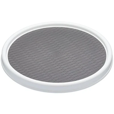 Image of Copco Basics Lazy Susan Turntable and Kitchen Cupboard Organiser, 30 cm, White/Grey