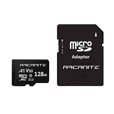 Image of ARCANITE 128GB microSDXC Memory Card with SD adapter A1, UHS I U3, V30, 4K, C10, microSD, 90MB/s maximum read speed
