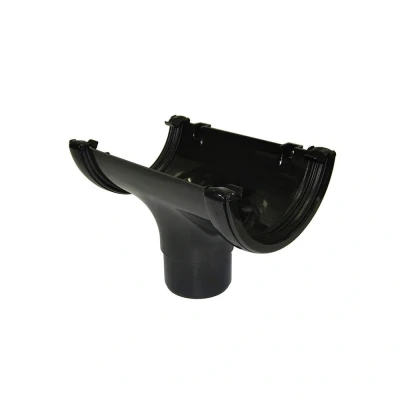 Image of FLOPLAST 112mm Half Round Gutter Running Outlet Black