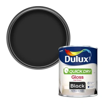 Image of Dulux Quick Dry Gloss Paint Black 750 ml (Pack of 1), 5358140