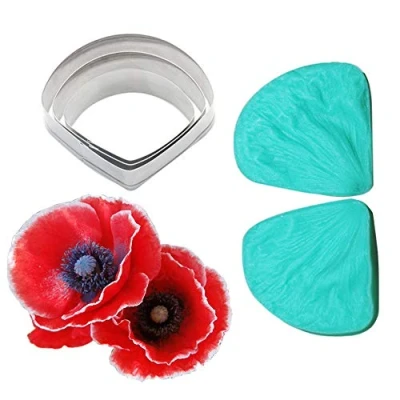 Image of Flower Petal Veiner &amp; Cutter Sets Fondant Cake Decoration Floral Stainless Steel Sugar Craft Cookie Cutters Gumpaste Mould Decorating Moulds Sugarcraft DIY Making Tool