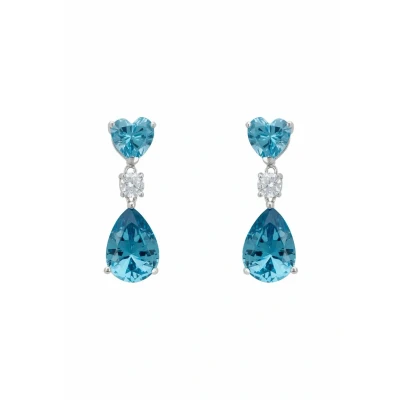 Image of Irina Blue Topaz Teardrop Earrings Silver for Women