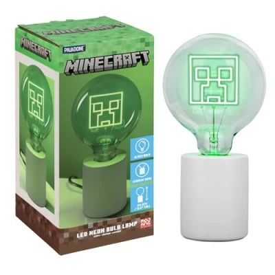 Image of Paladone Minecraft Creeper Decorative LED Neon Bulb Lamp E27 Glass Lightbulb, Officially Licensed Gamer Gift, Perfect for Bedrooms, Homes, Gaming Room Decor, Green