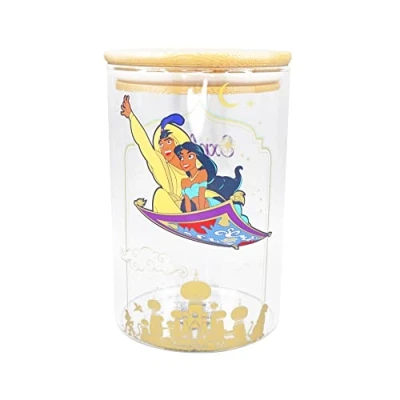 Image of Disney Half Moon Bay Aladdin Glass Storage Jar With Lid 950ml Jasmine Gifts For Adults