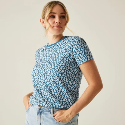 Image of Regatta Orla Kiely Tee Jasmine Flower Blue, Size: 18