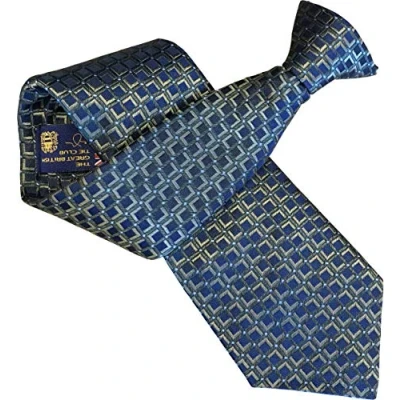 Image of Men&#039;s 100% Silk Check Green &amp; Navy Clip On Neck Tie