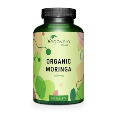 Image of Vegavero Organic Moringa Oleifera Tablets 2000 mg Pure Powder Quality Lab Tested &amp; Non GMO Malunggay Supplement 180 Vegan