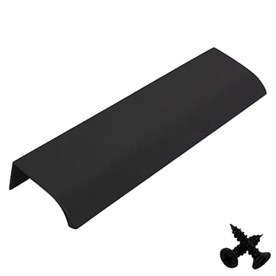 Image of M4TEC Bar Kitchen Cabinet Door Handles Cupboards Drawers Bedroom Furniture Concealed Finger Edge Pull Handle Black. VD3 Series: 448 mm