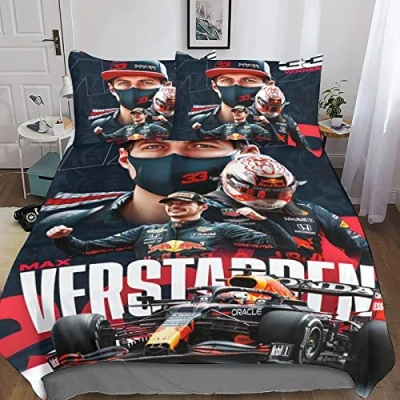 Image of CIFEAR F1 Racing Duvet Cover Set for Kids Adults Bed 3D Printed Microfiber Quilt Hidden Zipper Closure Drivers Bedspread Bedroom Bedding King（220x240cm）