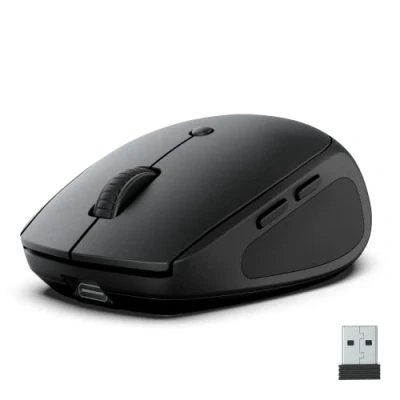 Image of JLab Go Charge Bluetooth Mouse, Rechargeable Wireless Mouse Tri Mode (BT 5.0/5.0/2.4Ghz) with USB Dongle, Ergonomic, Multi Device Silent for Laptop, PC, Computer, iPad, Mac, Tablet