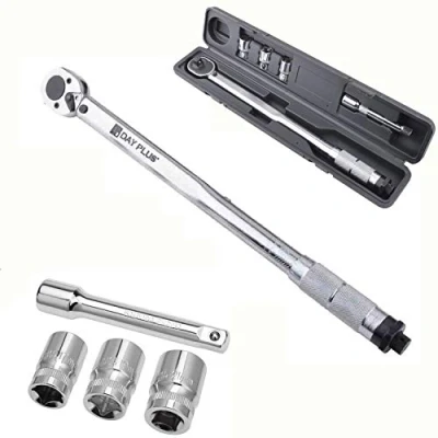 Image of Autofather Torque Wrench 1/2&quot; 28 210Nm Tool 17, 19 and 21mm Sockets Ratchet with Extension