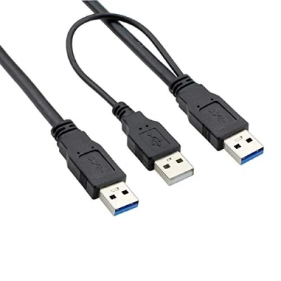 Image of CY super speed USB 3.0 power Y cable two A Male to for external Hard Disk