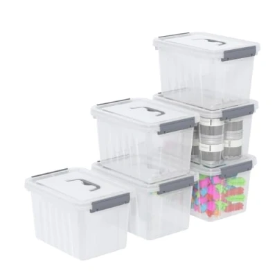 Image of Parlynies 3 Liter Small Plastic Storage Box with lid, Set of 6, Clear