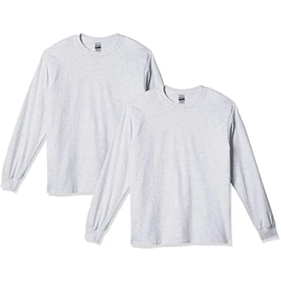 Image of Gildan Unisex&#039;s Ultra Cotton Long Sleeve T Shirt, Style G2400, Multipack, Ash Grey (2 Pack), XL (Pack of 2)
