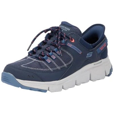 Image of Skechers Women&#039;s Summits at, Navy Synthetic/Mesh/Coral Trim, 8 UK