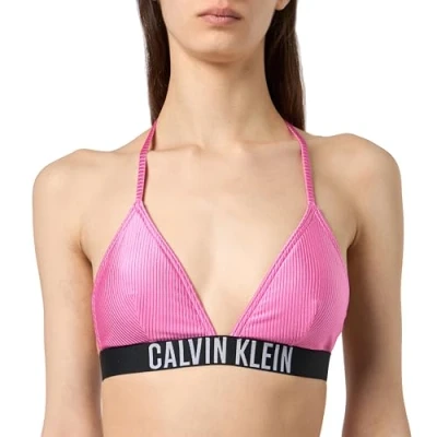 Image of Calvin Klein Swimwear Triangle Bikini top, Women&#039;s, Size: Small, Bold pink