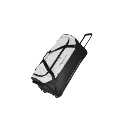 Image of travelite Trolley travel Bag with Wheels Made of Water Repellent Material, Basics Soft Luggage Rolling Large Main Compartment, 71 cm, 97 Litres, White, Rollenreisetasche Wheeled