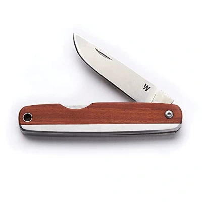 Image of Whitby Pocket Knife, Stainless Steel Folding Knives Mahogany Wood Handle, Stylish High Performance, Non Locking EDC 2.25 Blade, Portable for Camping Hiking Backpacking