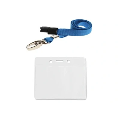 Image of ID Card It 1 PVC Pass Badge Holder and Lanyard Neck Strap (Blue Metal Clip)