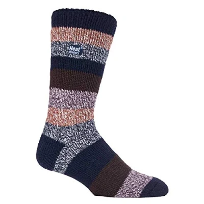 Image of HEAT HOLDERS Mens New Patterned Warm Winter Striped Twist Thermal Socks in 10 colours, size 6 11 UK 39 45 Eur (Oundle)