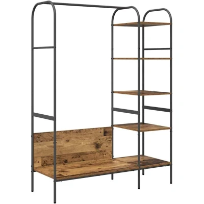 Image of vidaXL Clothes Rack with Shelves Old Wood 120x44x160 cm Engineered
