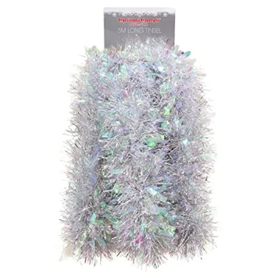 Image of Christmas Concepts® 3m Tinsel Decoration (SILVER AND IRIDESCENT)