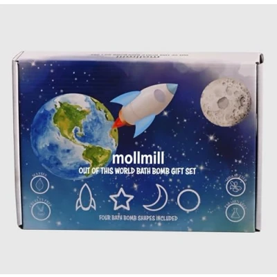 Image of Set of 4 Bath Bomb Gift for Kids Large Earth, Rocket, Star, and Moon Designs with Unique Scents Made Natural Ingredients Valentines Day Mothers