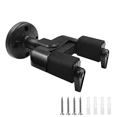 Image of Locking Guitar Hook, Wall Mount, Hangers, Automatic Lock Hanger for All Size Guitars Bass, Mandolin, Banjo, Ukulele Acoustic Stand