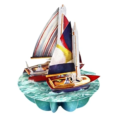 Image of SANTORO Pirouette, 3D Pop Up Greeting Card Sailing and Boats For Him, Her, Dad, Mum, Son, Daughter, Birthday, Father&#039;s Day