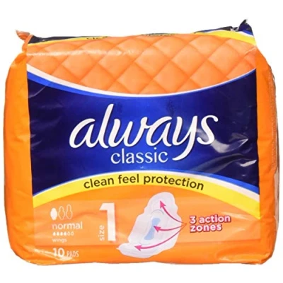 Image of Always, Classic Sanitary Towels Normal Wings, Pads, 10 Count, (Pack of 4)