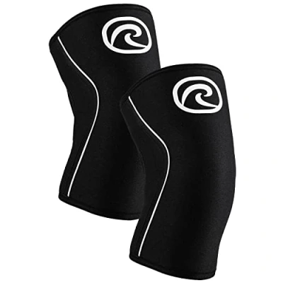 Image of Rehband 7mm Power Max Knee Compression Sleeve for Strength Sports, Competition Grade, Neoprene Sleeves Bodybuilding &amp; Heavy Powerlifting, Colour:Black 1 Pair, Size:X Large