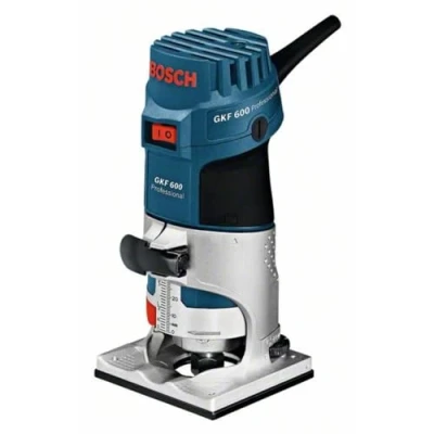 Image of Bosch Professional GKF 600 palm router (including open ended spanner, parallel guide, pilot, 6+8 mm collets, in carrying case)