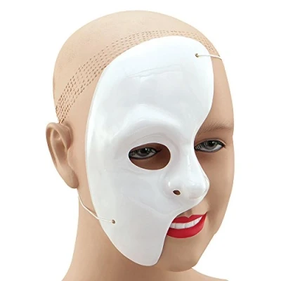 Image of Bristol Novelty PM069 White Pack of 1 Phantom The Opera Half Face Mask, One Size