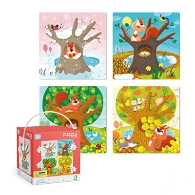 Image of 4 in 1 Jigsaw Puzzles (12, 16, 20, 24 Pieces) for 3 year olds Seasons Dodo Children Early Learning Educational Gift Boys and Girls