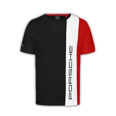 Image of Porsche Motorsport Mens Stripe Tshirt Black Size: L