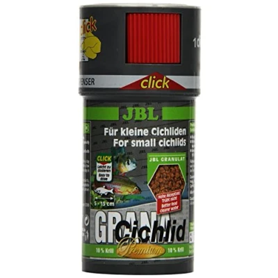 Image of JBL GranaCichlid 100 ml CLICK, Premium main food granulate with the Click doser for predatory cichlids