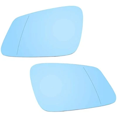 Image of KYYET Blue Side Door Wind Heated Mirror Glass With Back Plate For F01 F07 F10 F11 F20 F21 F22 F30 F31 F32 F34 F36 i3(Pack of 2)