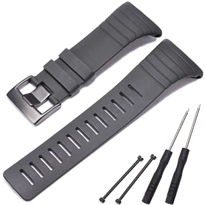 Image of MCXGL core Replacement Band Compatible with Suunto Smart Wristband All Black Waterproof Sports Soft Silicone Rubber Strap (Black)