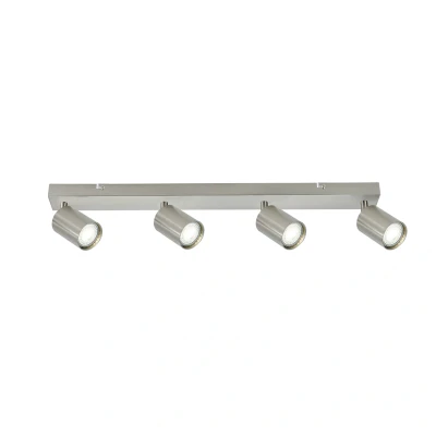 Image of Indoor 4 Way GU10 Bar Ceiling Spotlight Satin Nickel Integral LED