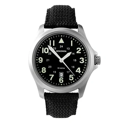 Image of Sekonda Men&#039;s Quartz Watch with Black Dial Analogue Display and Nylon Strap 3347.27