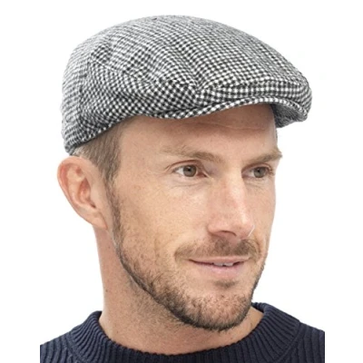 Image of Tom Franks Mens Traditional Flat Cap Black White M/L
