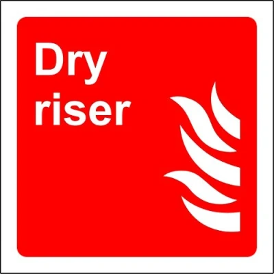 Image of Dry riser fire Safety sign Self adhesive sticker 100mm x