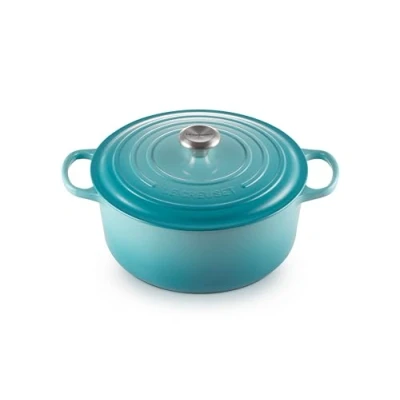 Image of Le Creuset Signature Teal Cast Iron 28cm Round Casserole