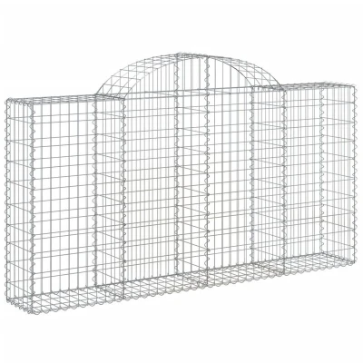 Image of vidaXL Arched Gabion Baskets 7 pcs 200x30x100/120 cm Galvanised Iron