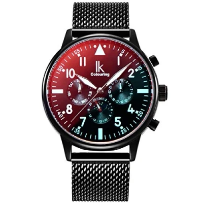 Image of Alienwork Mechanical Automatic Watch Men Watches for Boys Stainless Steel Metal Mesh Strap Black Analogue Self Winding Calendar Date Waterproof
