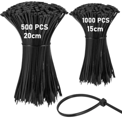 Image of ZEONHEI 1500 PCS Black Cable Ties, 200mm 150mm Zip Heavy Duty Ties Bulk Plastic Self Locking Tie Wraps for DIY, Home Office Garden Garage and Workshop