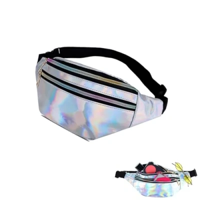 Image of Yeenano Shiny Bumbag,Fanny Pack Metallic Bum Bag with Adjustable Strap Waist Smooth Zip Neon Unisex Bags Waterproof Packs for Party Festival Outdoor Travel