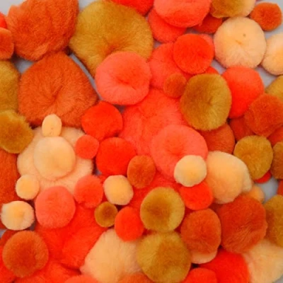 Image of Vaessen Creative Assorted Pompoms, Fabric, Orange, One Size