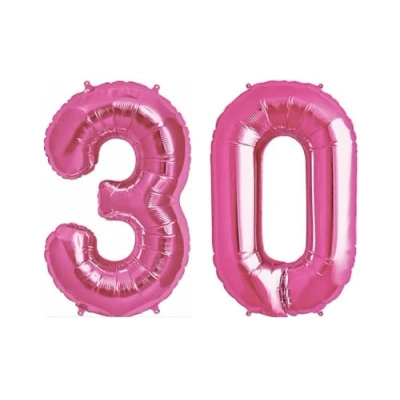Image of Pink Number 30 Foil Balloon, 101cm