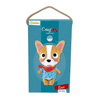 Image of Avenue Mandarine Ref KC117C Little Couz&#039;IN Enzo the Bulldog Felt Animal to Sew, Pre Drilled Elements, Full Instructions Included, Suitable for Ages 6+